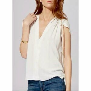 Maje Laeti Cinch Shoulder Top in White Size 3